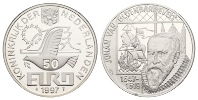 Нидерланды 50 евро 1997 Йохан ван Олденбарневелт X 141 серебро PROOF 443-1434