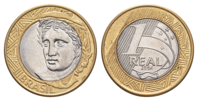 Бразилия 1 реал 2004 KM 652a биметалл UNC 4646-111