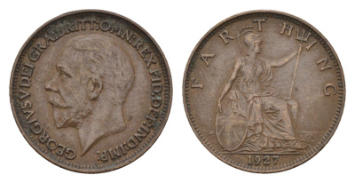 Великобритания 1 фартинг 1927 Георг V (1910-1936) KM 825, Spink 4061 бронза 4674-768