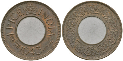 Британская Индия 1 пайс 1944 Георг VI (1936-1952) KM 533 бронза 33-1014