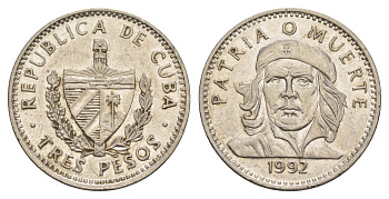 Куба 3 песо 1992 Эрнесто Че Гевара KM 346a сталь плакированная никелем 4646-354