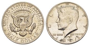 США 1/2 доллара (50 центов) 1973 D, Джон Кеннеди KM 202b медь плакированная медно-никелем aUNC 4517-1133