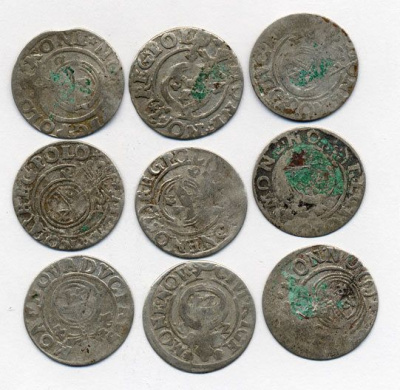 ПОЛЬША ЛОТ ИЗ 9 МОНЕТ В ПОЛТАРАК XVII век серебро M12-2-3