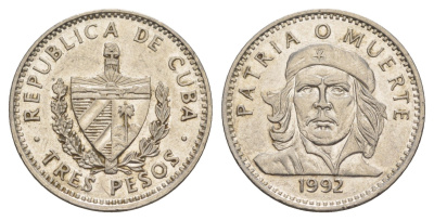 Куба 3 песо 1992 Эрнесто Че Гевара KM 346a сталь плакированная никелем 4646-354