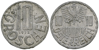 Австрия 10 грошей 1973 KM 2878 алюминий 4135-246