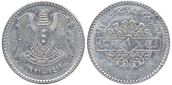 Сирия 1 фунт 1991 AH 1412 KM 120.2 сталь 4513-337