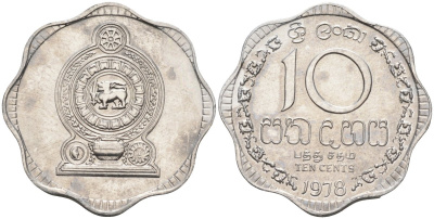 Цейлон 10 центов 1978 KM 140 a алюминий 4586-352