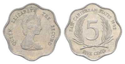 Восточные Карибские острова (Карибы) 5 центов 1992 KM 12 алюминий 4646-235