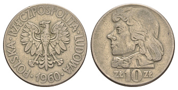 Польша 10 злотых 1960 Тадеуш Костюшко Y 50 медно-никель 4587-1124