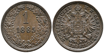 АВСТРИЯ 1 КРЕЙЦЕР 1885 БОЛЬШОЙ ОРЁЛ KM 2187 медь 66-116