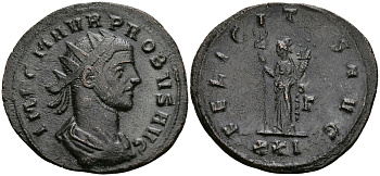Римская Империя аврелианиан 276 - 282 Проб FELICITAS AVG Сисция about Extremely fine RIC 682 бронза 1073-3-9-4