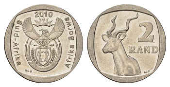 ЮАР 2 ранда 2010 KM 498 медь плакированная никелем UNC 4628-235