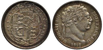 Великобритания 6 пенсов 1817 Георг III (1760-1820), реставрация гурта Spink 3791 серебро 1523-1224