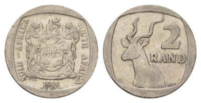 ЮАР 2 ранда 1989 KM 139 медь плакированная никелем 4626-1016