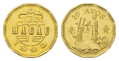 Макао 20 аво 1993 KM 71 латунь UNC 4588-167