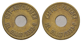 ФРГ жетон для торгового автомата - Coffee Partner ND (1973-1985) диаметр 20 мм, вес 3,5 гр латунь 4655-726