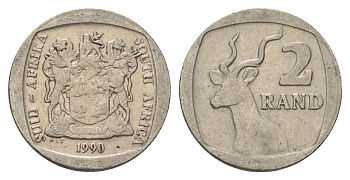 ЮАР 2 ранда 1990 KM 139 медь плакированная никелем 4626-1121