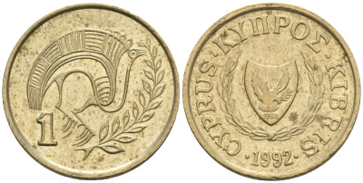 Кипр 1 цент 1992 KM 53.3 никель латунь 4174-1141