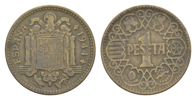 Испания 1 песета 1944 KM 767 алюминиевая бронза 4618-1252
