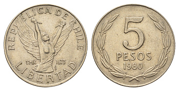 Чили 5 песо 1980 KM 209 медно-никель 4675-641