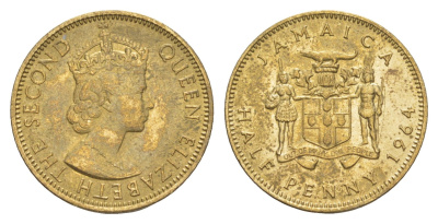 Ямайка 1/2 пенни 1964 KM 38 никель латунь aUNC 4640-1259