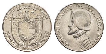 Панама 1/4 бальбоа (25 сентесимо) 1966 KM 11.2a медь плакированная медно-никелем aUNC 4642-634