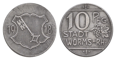 Вормс 10 пфеннигов 1918 Funck 613.2A, Men05 27640.2, Men18 34694.2 железо 4643-1019