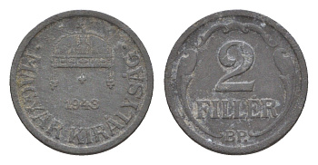 Венгрия 2 филлера 1943 BP KM 519 цинк 4658-342