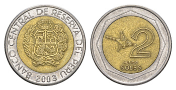 Перу 2 соля 2003 KM 313 биметалл 4638-322