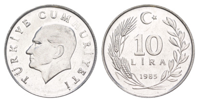 Турция 10 лир 1985 KM 964 алюминий BU 4648-821