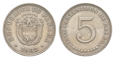 Панама 5 сентесимо 1962 KM 23.2 медно-никель 4643-1239