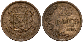 Люксембург 25 сантимов 1946 Шарлотта (1918-1964) KM 45 бронза 4115-1264