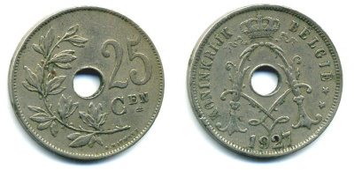 БЕЛЬГИЯ 25 САНТИМОВ 1927 04-146