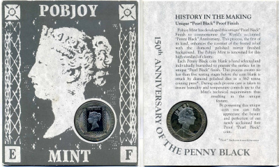 Остров Мэн 1 крона 1990 150 лет марке "Чёрный Пенни", в оригинальном картонном буклете KM 267 медно-никель UNC 5-4-4-30