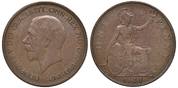 Великобритания 1 пенни 1928 Георг V (1910-1936) KM 838, Spink 4055 4131-414