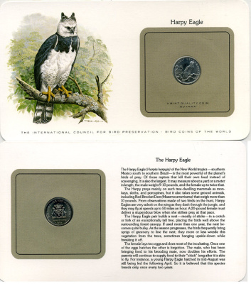 ГАЙАНА 25 ЦЕНТОВ 1976 СЕРИЯ МОНЕТЫ МИРА С ИЗОБРАЖЕНИЕМ ПТИЦ, В ОРИГИНАЛЬНОМ БУКЛЕТЕ С ОПИСАНИЕМ KM 40 медно-никель UNC 5121-27