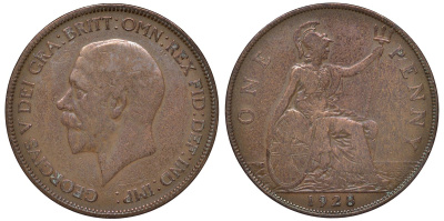 Великобритания 1 пенни 1928 Георг V (1910-1936) KM 838, Spink 4055 4131-414