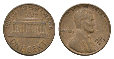 США 1 цент 1962 D, Авраам Линкольн KM 201 медь цинк 4674-511