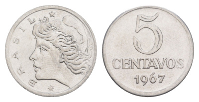 Бразилия 5 сентаво 1967 KM 577.1 нержавеющая сталь UNC 4644-415