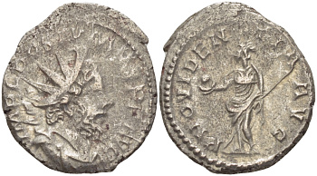 Римская Империя (императоры в Галлии) антониниан 260 - 269 Постум. IMP C POSTVMVS P F AVG / PROVIDENTIA AVG, Провиденция, держащая скипетр и сферу, Колония Агриппины, Good Very fine RIC 323 биллон 1073-13-67