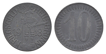 Хейльбронн 10 пфеннигов 1918 Funck 204.3, Men05 11235.3, Men18 14079.3 цинк 4448-1134