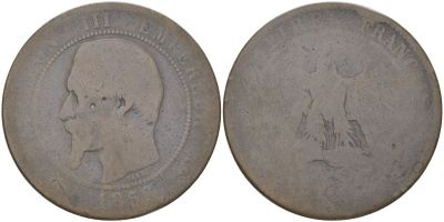 Франция 10 сантимов 1856 Наполеон III (1852-1870) KM 771 бронза 4159-1021