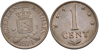 Нидерландские Антилы 1 цент 1971 Юлиана (1948-1980) KM 8 бронза 4585-943