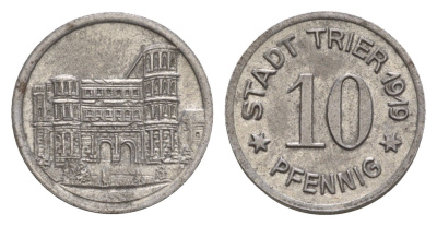 Трир 10 пфеннигов 1919 Funck 549.6, Men18 31517.6 железо 4659-345