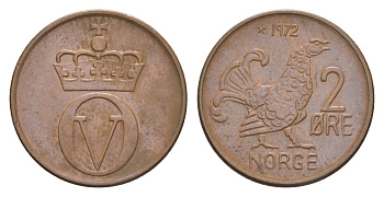 Норвегия 2 эре 1972 Улаф V (1957-1991) KM 410 бронза UNC 4635-351