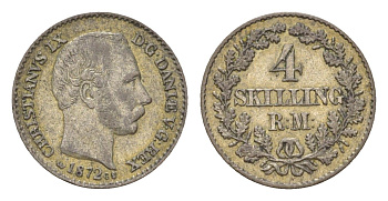 Дания 4 скиллинг-ригсмёнта 1872 CS, Кристиан IX (1863-1906) KM 775 серебро 3896-131