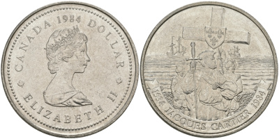 Канада 1 доллар 1984 Жак Картье KM 141 никель UNC 97-212