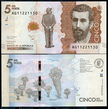 Колумбия 5000 песо 2018 Хосе Асунсьон Сильва, экосистема Райского уголка Pick 459 d бумага  UNC (пресс) 447-104-2