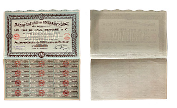 Франция, Manufacture des Engrais ''Novo'' Ets Paul Bernard & Cie акция в 100 франков 1930 48 купонов бумага 5554-15-1-2