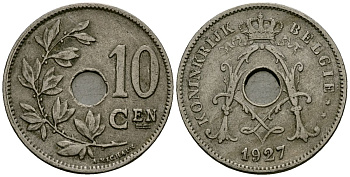 Бельгия 10 сантимов 1927 Belgie KM 86 медно-никель 4383-1042